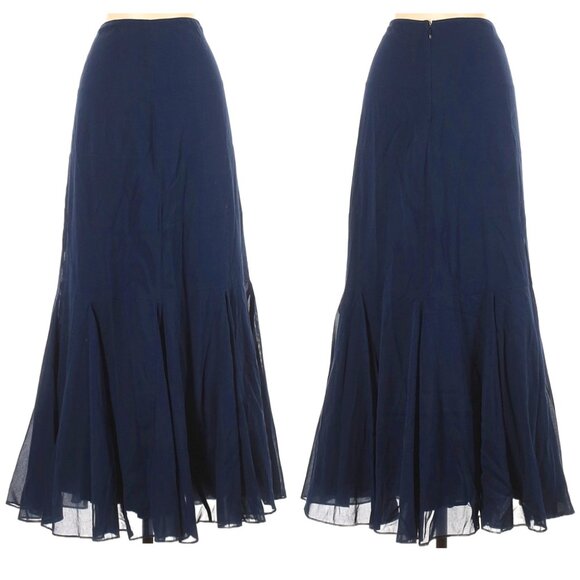 Vintage Maeve High-Waist Tiered Maxi Skirt Navy 2 - Picture 1 of 12
